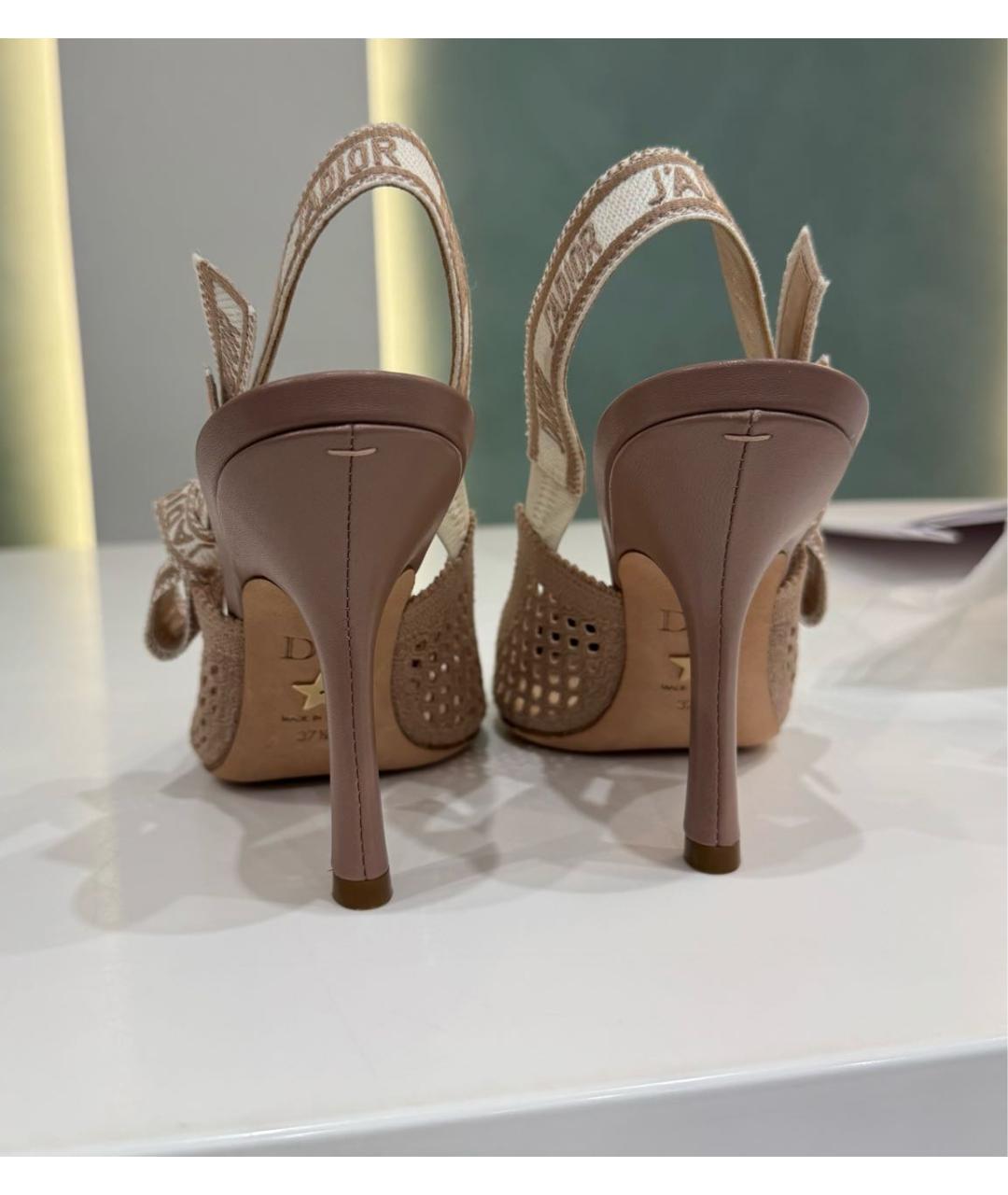 CHRISTIAN DIOR Бежевые текстильные туфли, фото 4