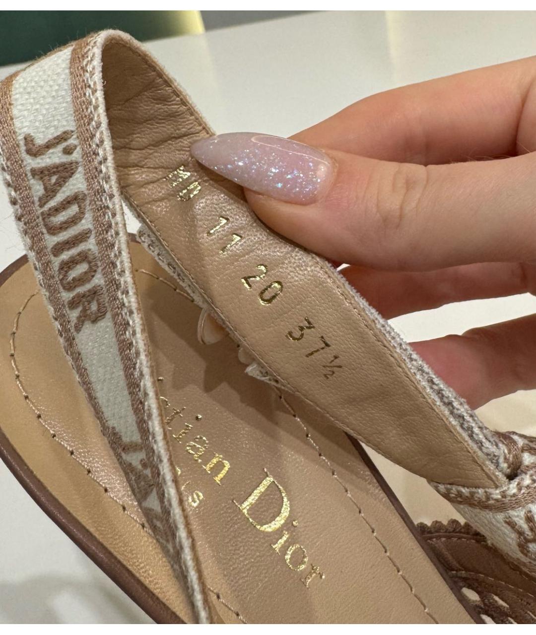 CHRISTIAN DIOR Бежевые текстильные туфли, фото 3