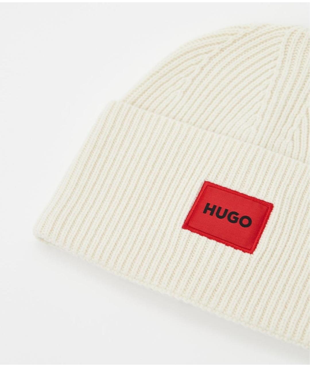 HUGO Белая шерстяная шапка, фото 3