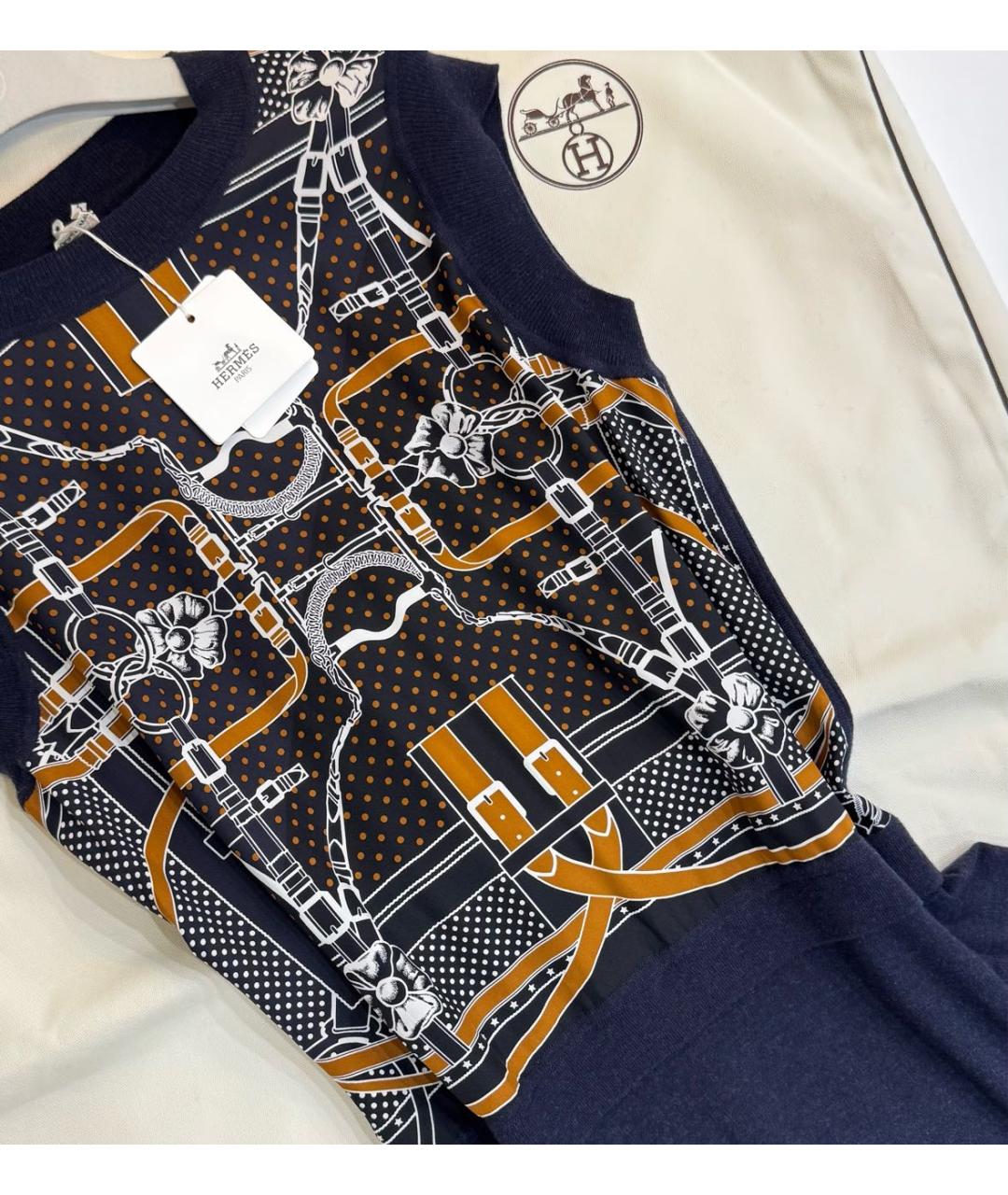 HERMES Темно-синее шерстяное повседневное платье, фото 3