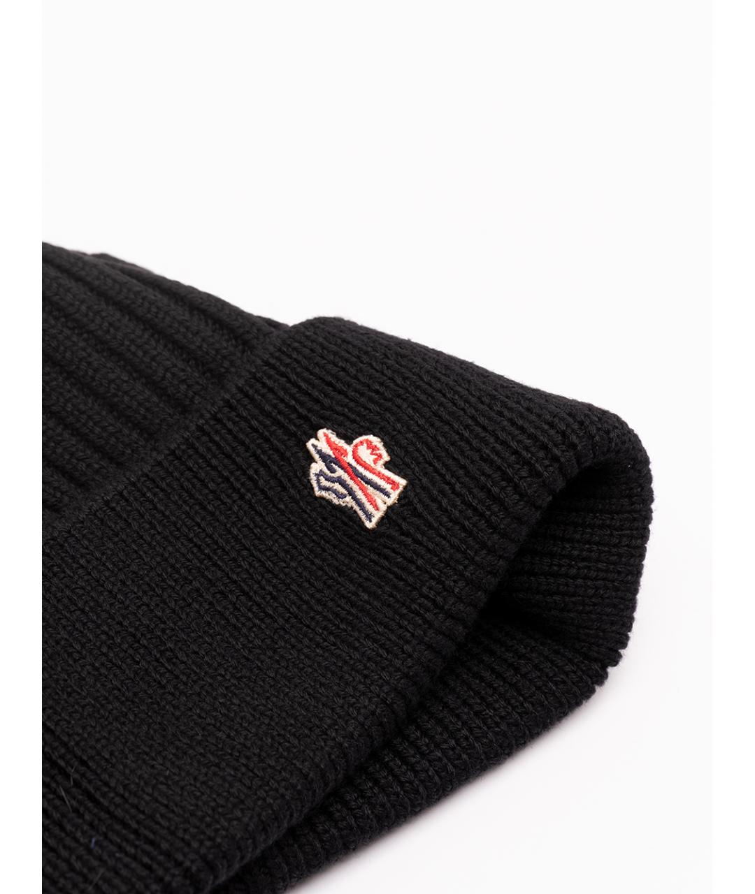 MONCLER GRENOBLE Черная шерстяная шапка, фото 2