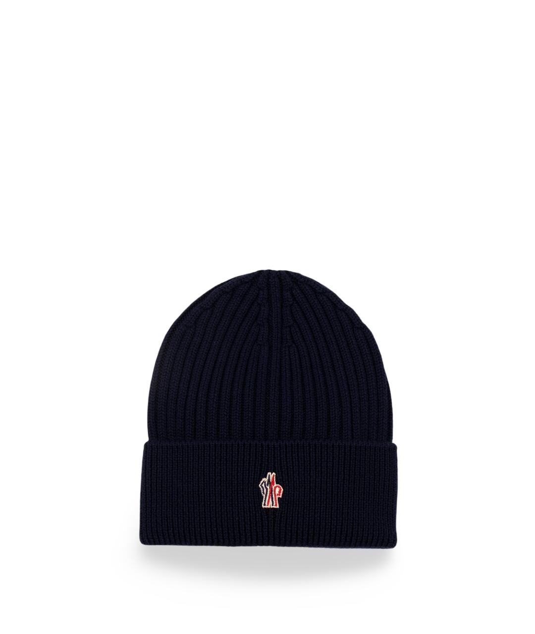 MONCLER GRENOBLE Темно-синяя шерстяная шапка, фото 1