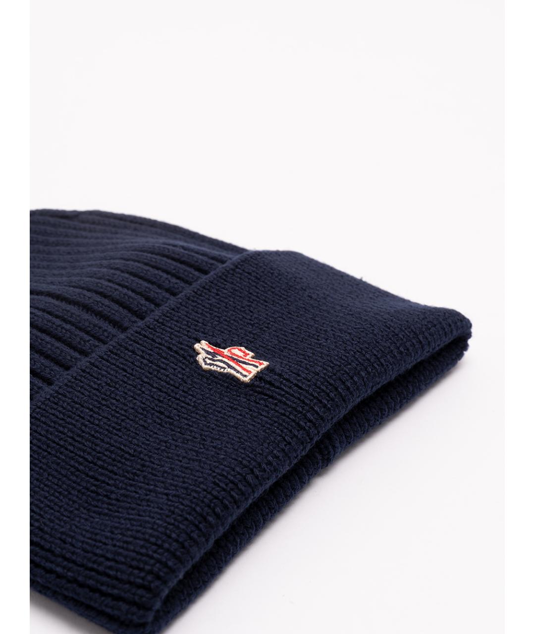 MONCLER GRENOBLE Темно-синяя шерстяная шапка, фото 2