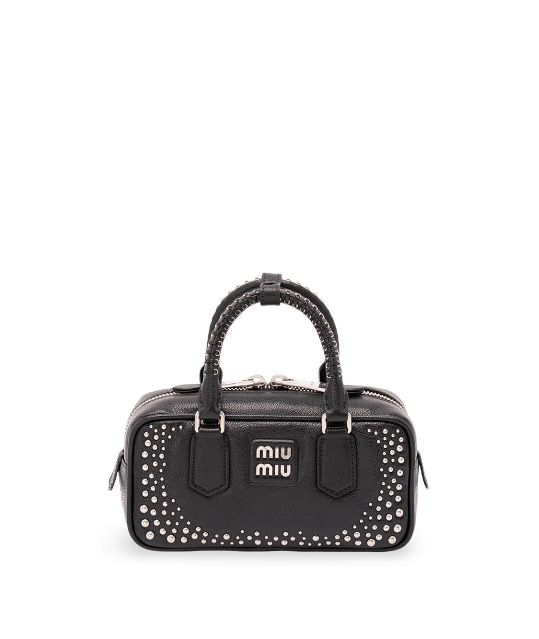 MIU MIU Черная кожаная сумка с короткими ручками, фото 1