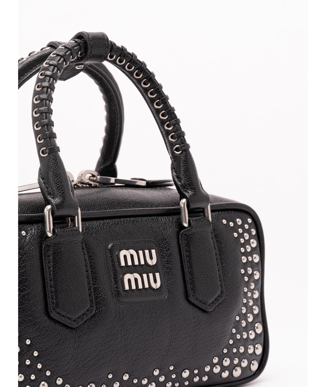 MIU MIU Черная кожаная сумка с короткими ручками, фото 4