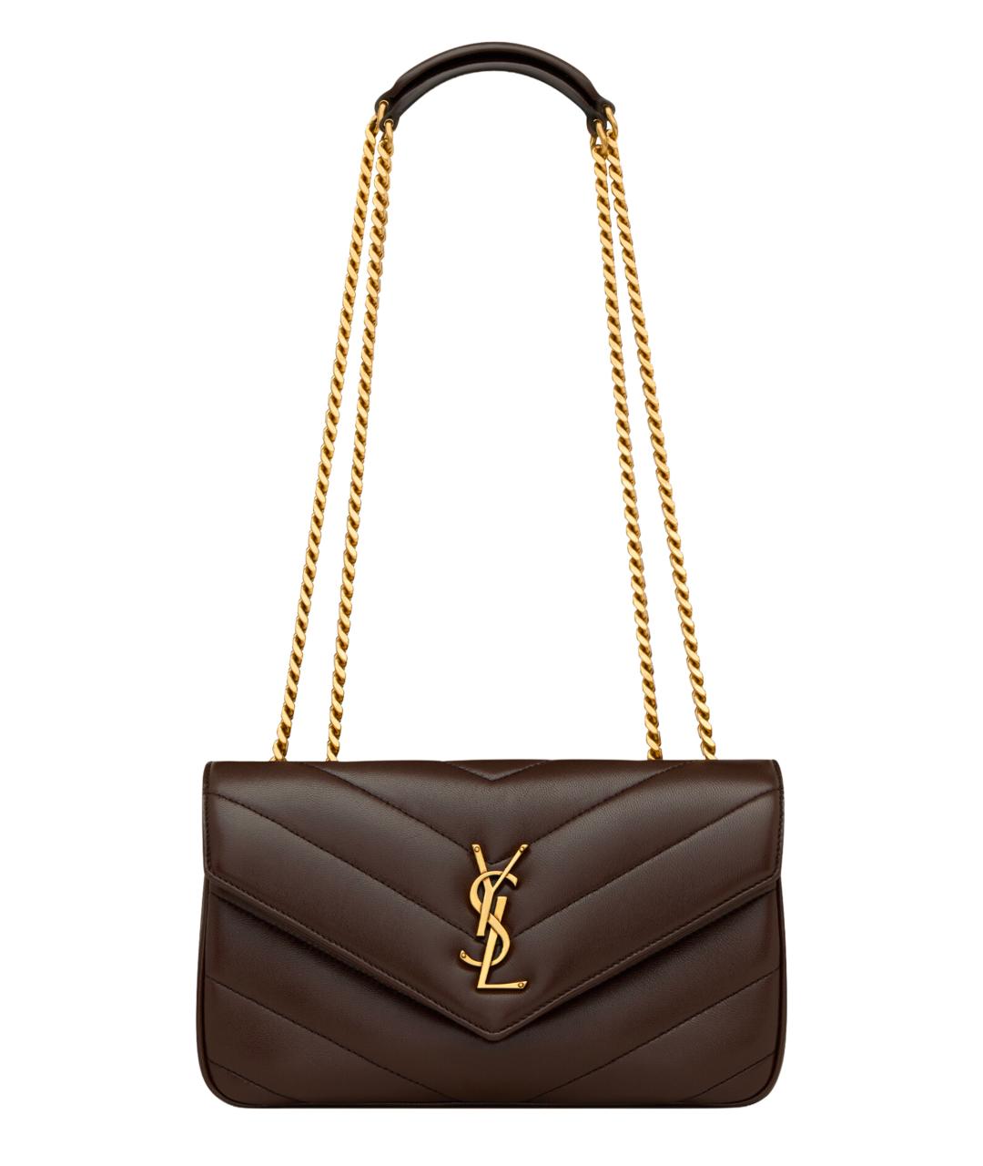 SAINT LAURENT Коричневая кожаная сумка через плечо, фото 1