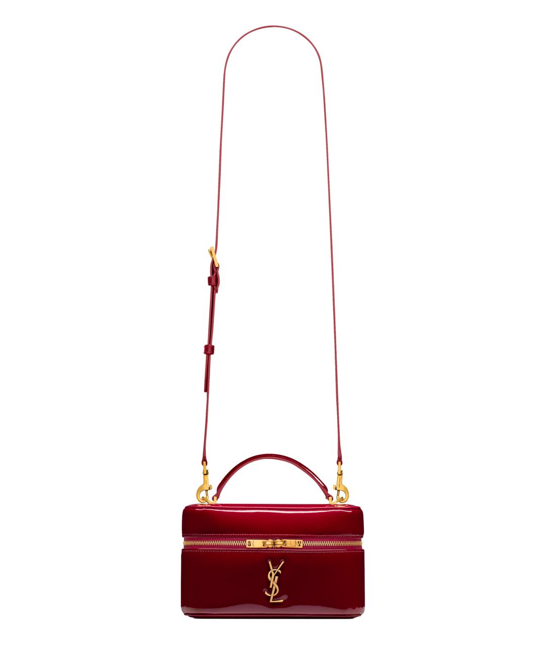 SAINT LAURENT Красная сумка через плечо из лакированной кожи, фото 1