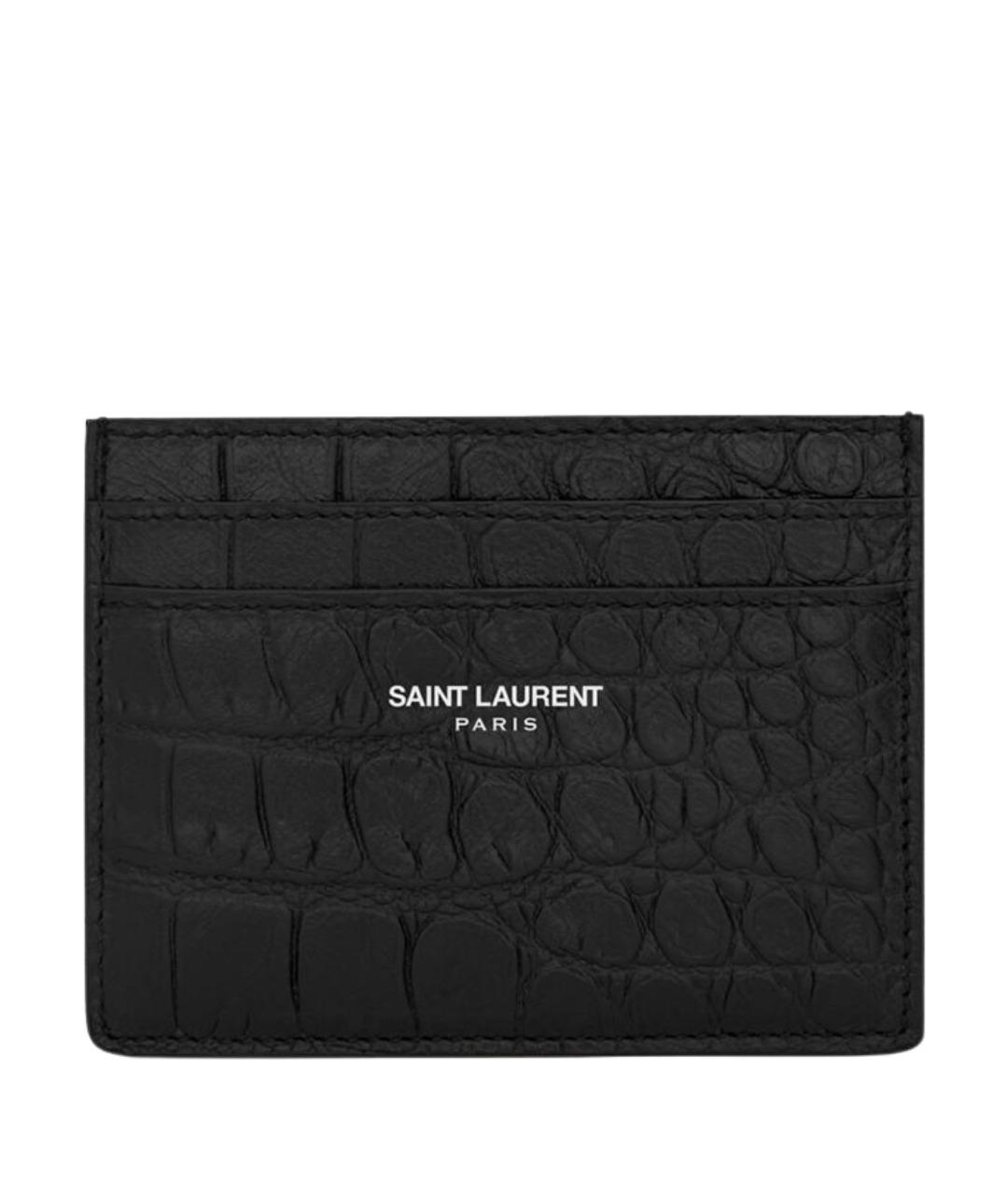 SAINT LAURENT Черный кожаный кардхолдер, фото 1
