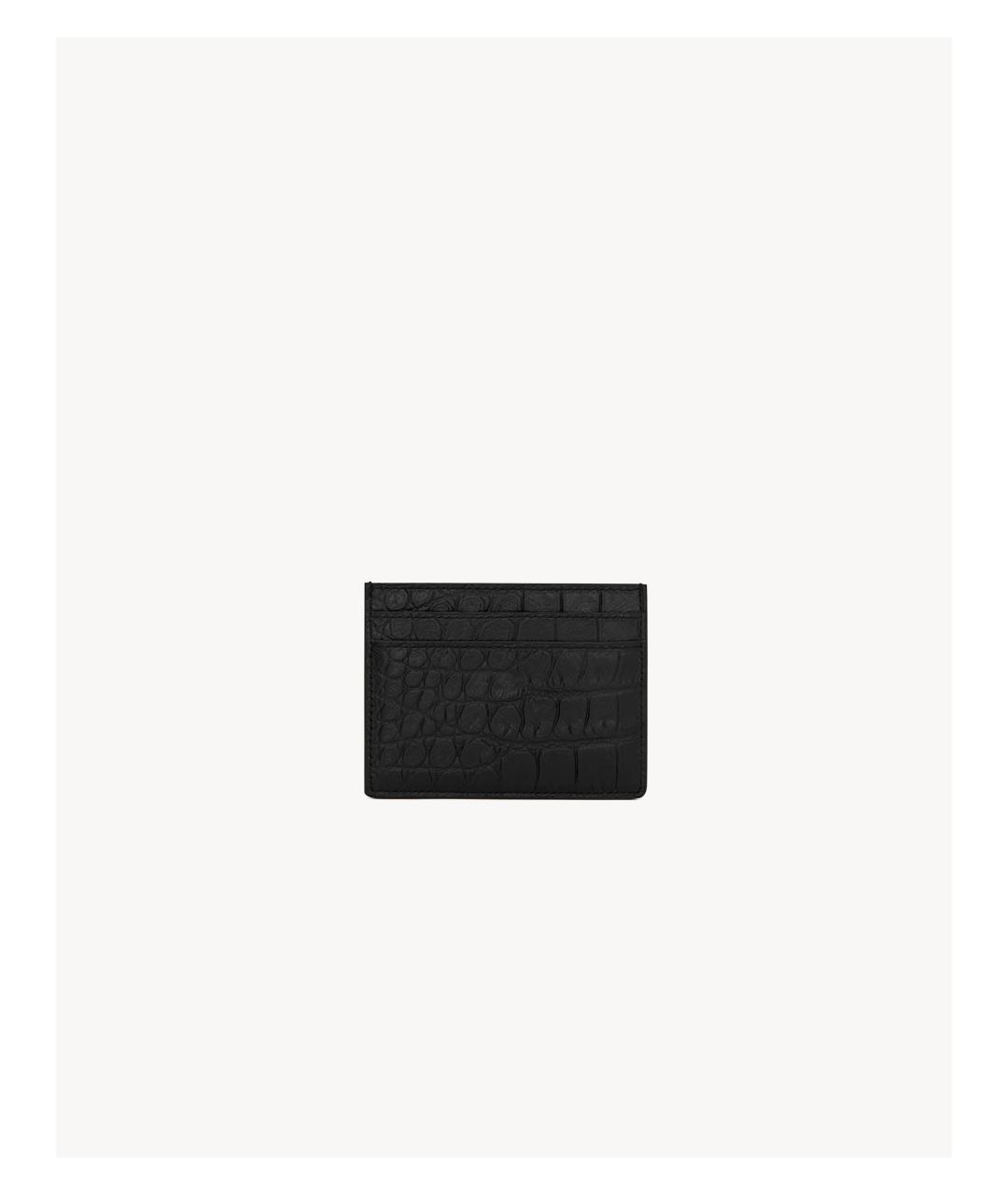 SAINT LAURENT Черный кожаный кардхолдер, фото 2