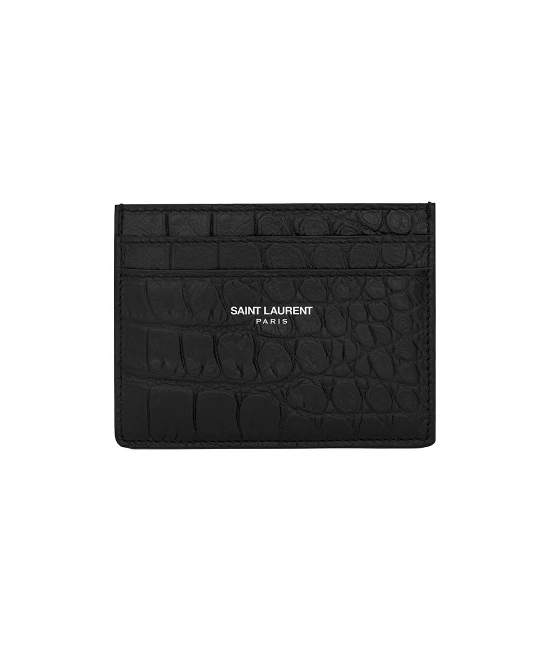 SAINT LAURENT Черный кожаный кардхолдер, фото 3