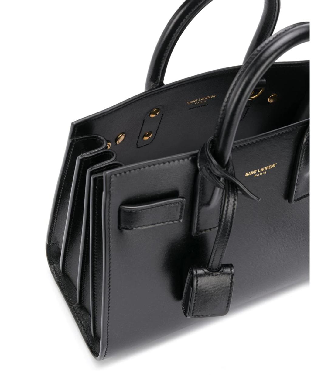 SAINT LAURENT Черная кожаная сумка тоут, фото 5