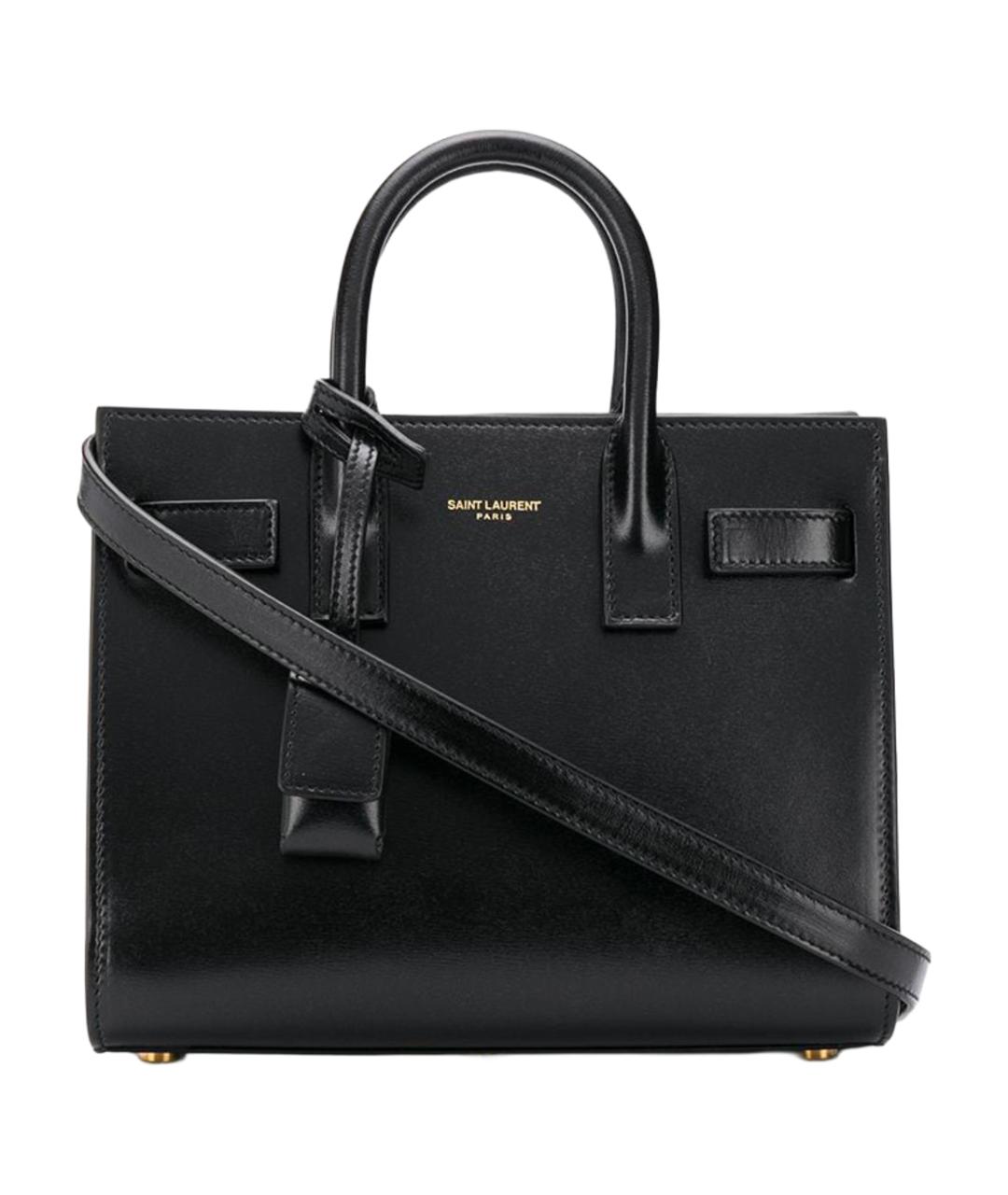 SAINT LAURENT Черная кожаная сумка тоут, фото 1