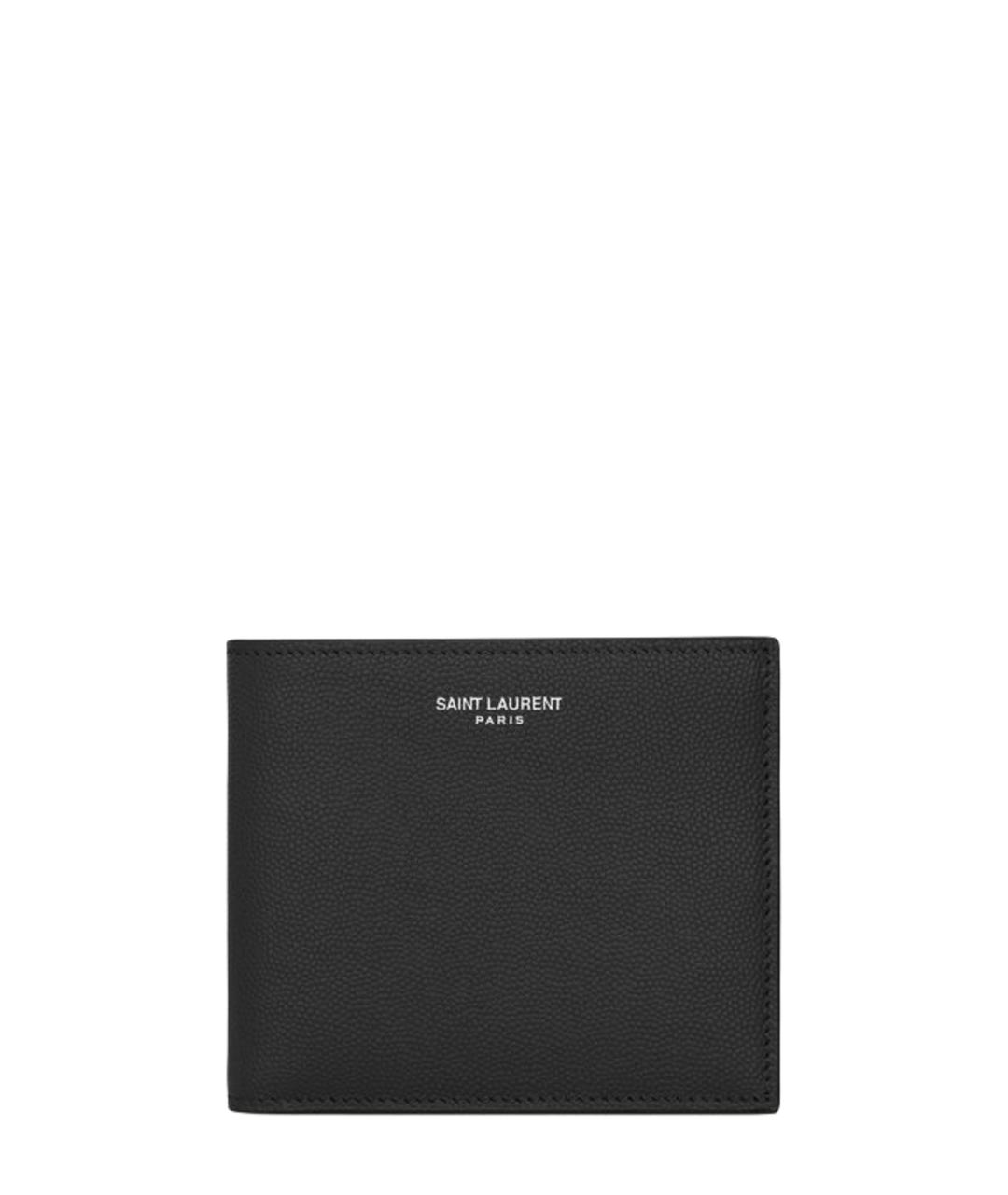 SAINT LAURENT Черный кожаный кошелек, фото 1