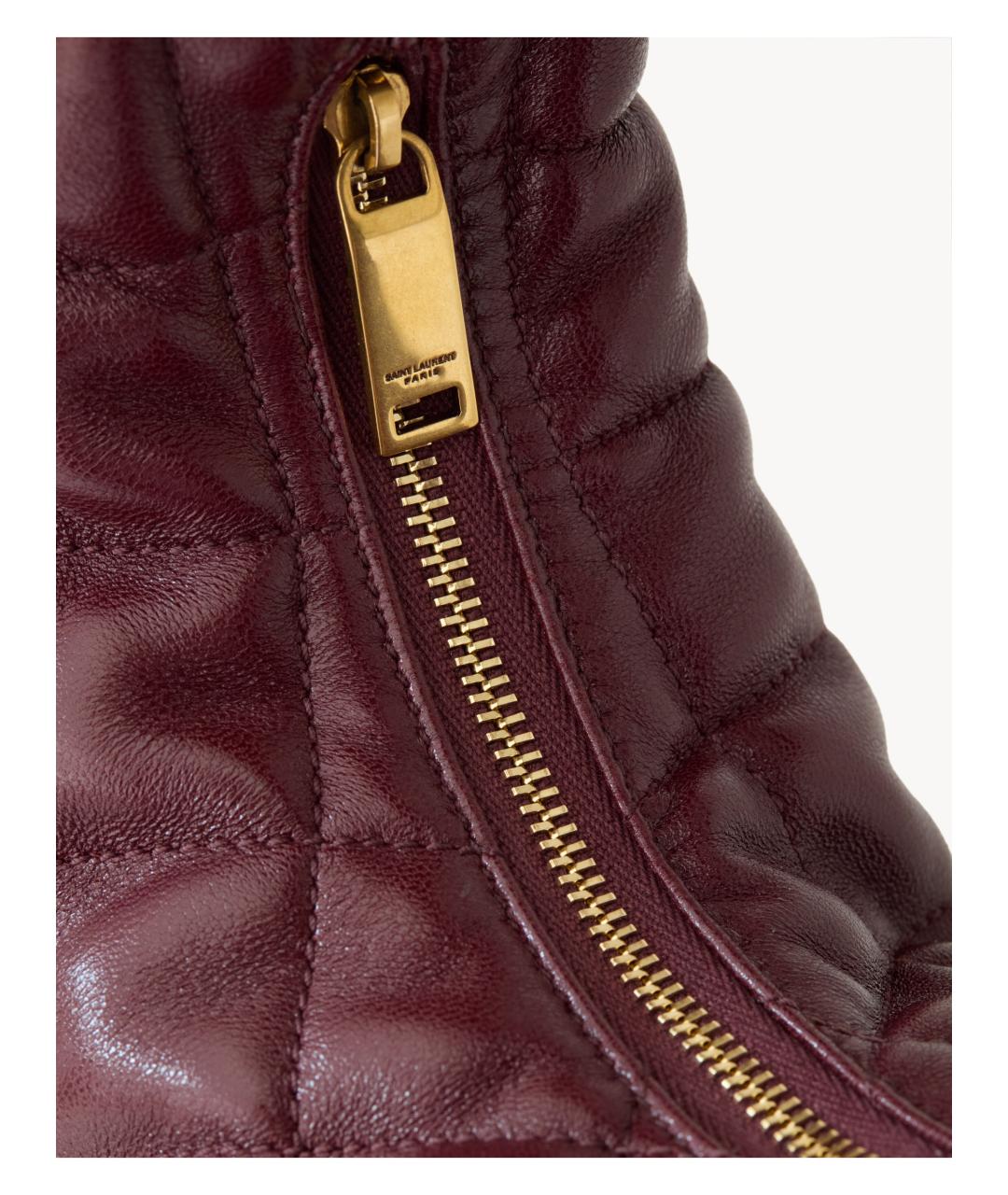SAINT LAURENT Бордовая кожаная сумка с короткими ручками, фото 6