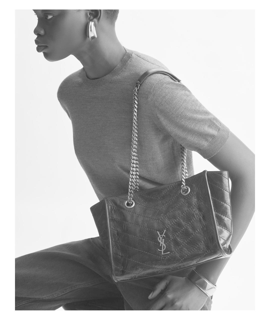 SAINT LAURENT Белая кожаная сумка тоут, фото 6