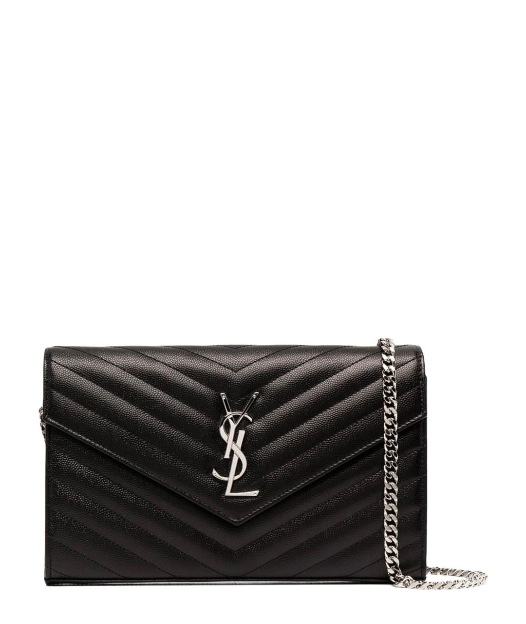 SAINT LAURENT Черная кожаная сумка через плечо, фото 1