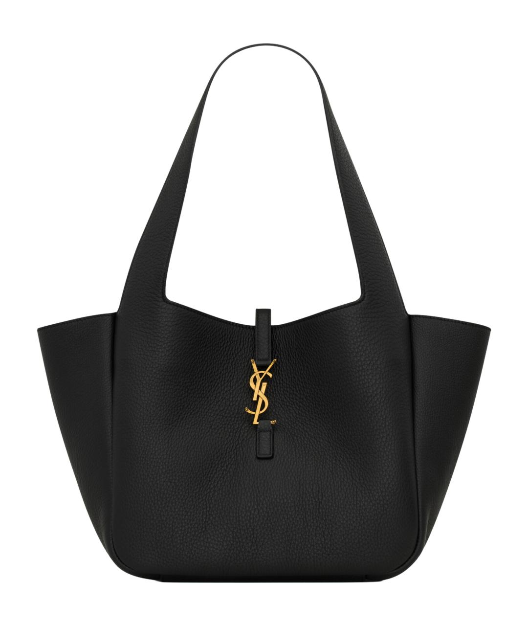 SAINT LAURENT Черная кожаная сумка тоут, фото 1