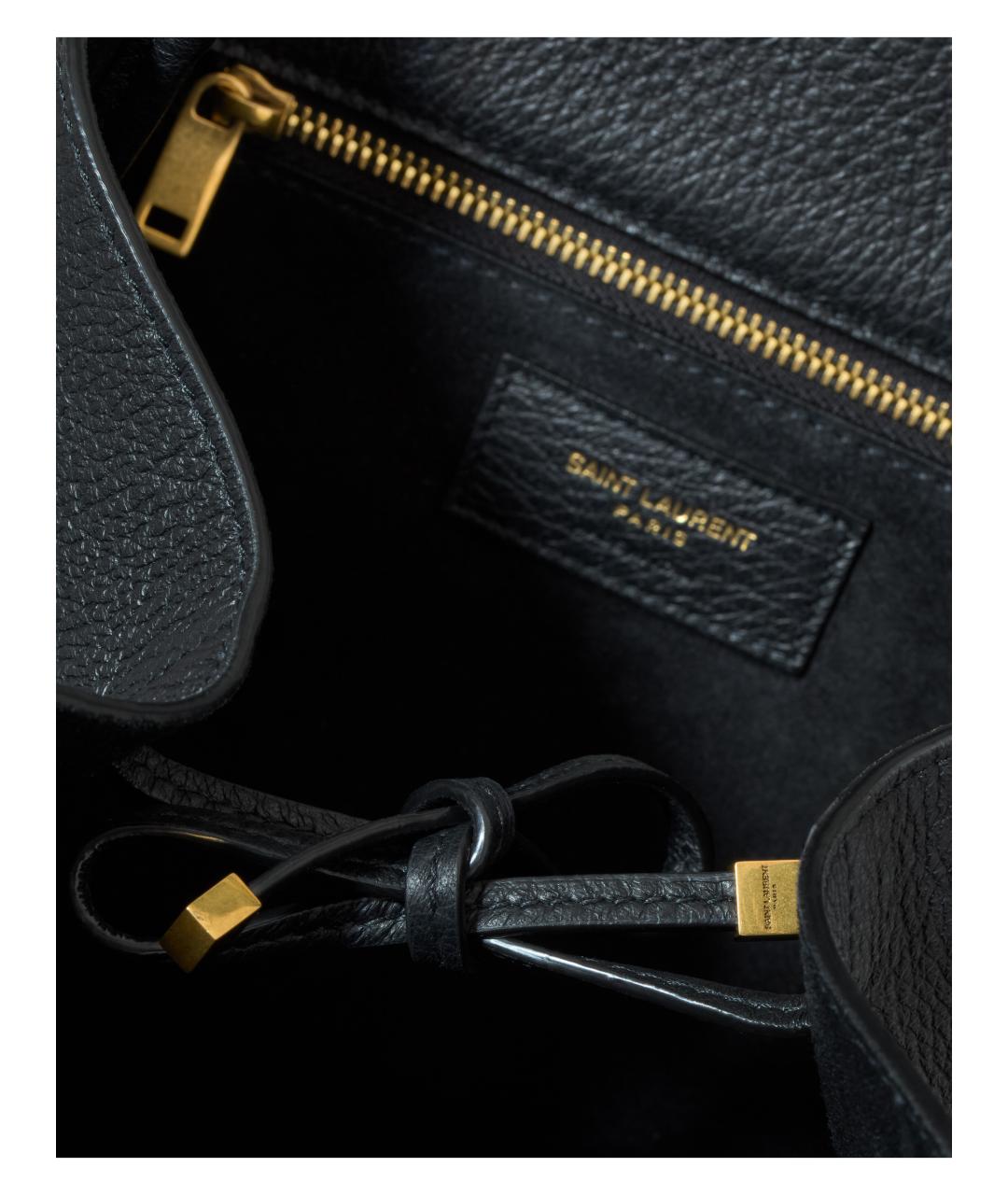 SAINT LAURENT Черная кожаная сумка тоут, фото 7