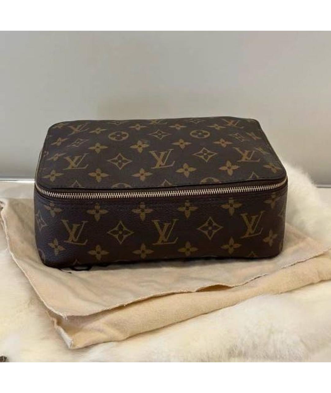 LOUIS VUITTON Коричневая косметичка из канвы, фото 3