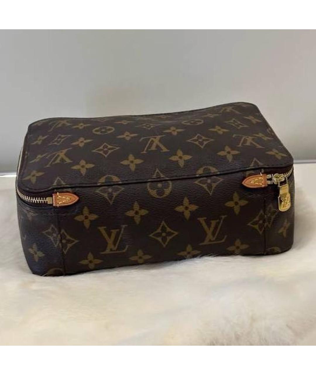 LOUIS VUITTON Коричневая косметичка из канвы, фото 4