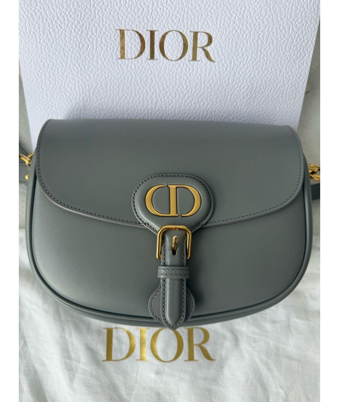 CHRISTIAN DIOR Серая кожаная сумка через плечо, фото 6