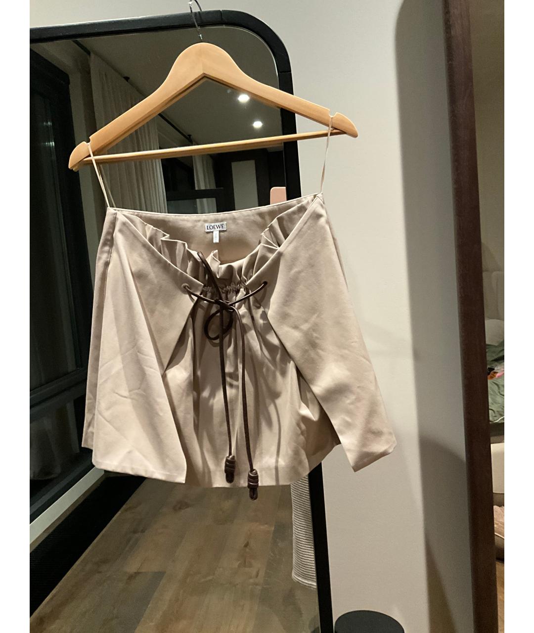 LOEWE Бежевая хлопковая юбка мини, фото 3