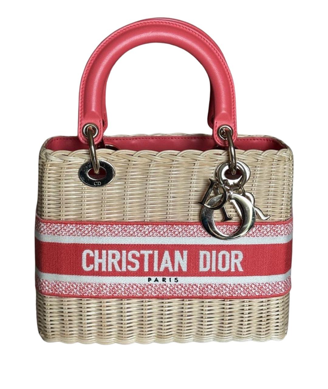 CHRISTIAN DIOR Бежевая плетеная пляжная сумка, фото 1