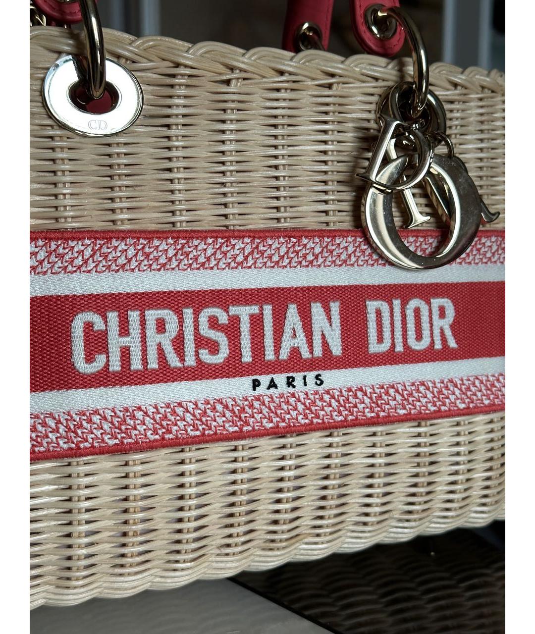 CHRISTIAN DIOR Бежевая плетеная пляжная сумка, фото 2