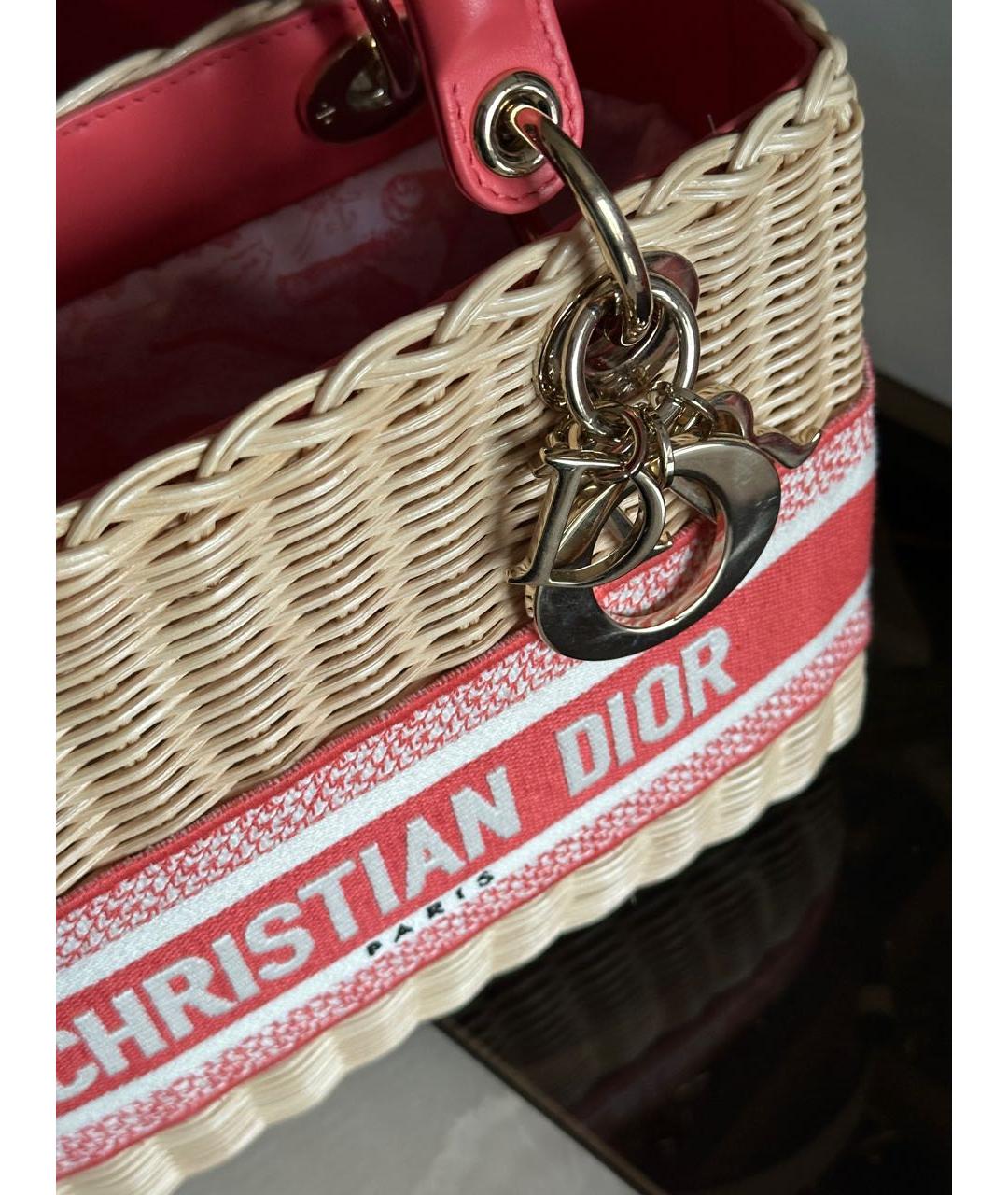 CHRISTIAN DIOR Бежевая плетеная пляжная сумка, фото 4