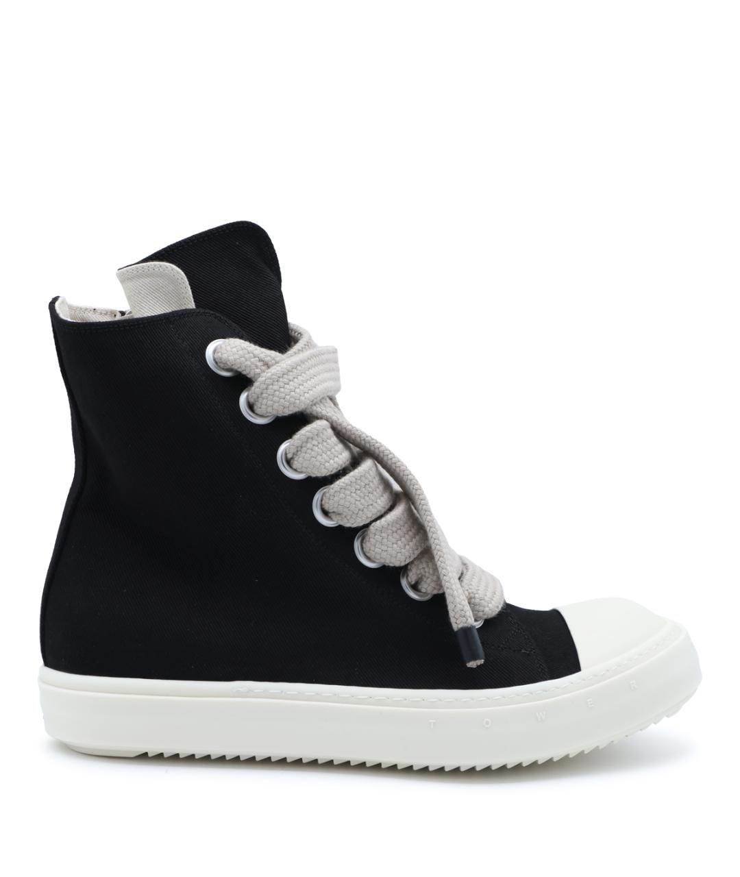 RICK OWENS DRKSHDW Черные текстильные высокие кроссовки / кеды, фото 1
