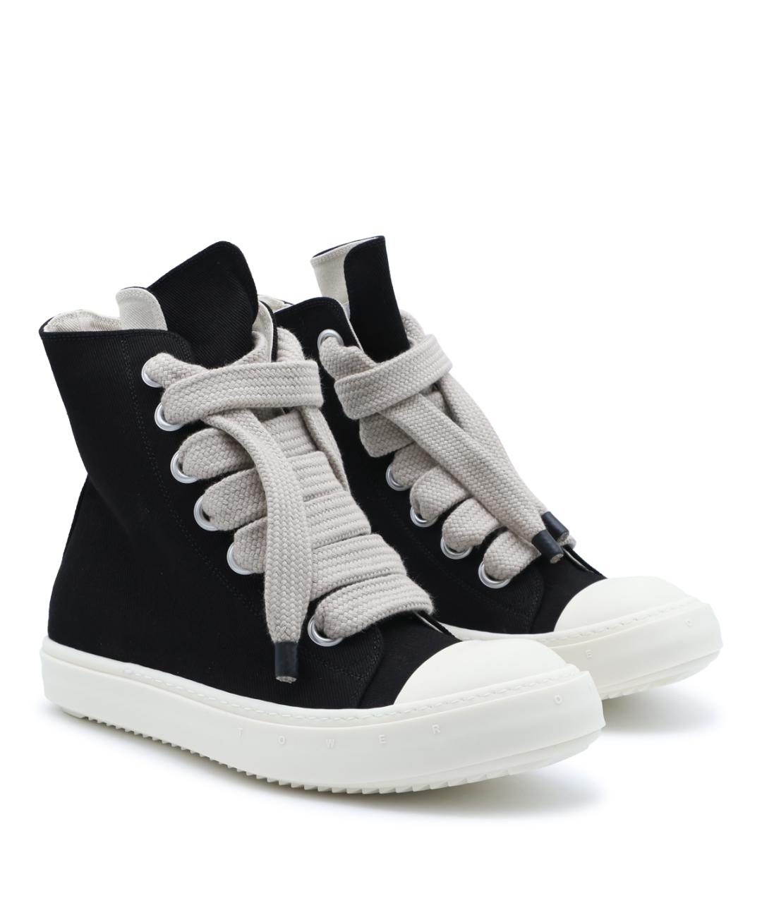 RICK OWENS DRKSHDW Черные текстильные высокие кроссовки / кеды, фото 2