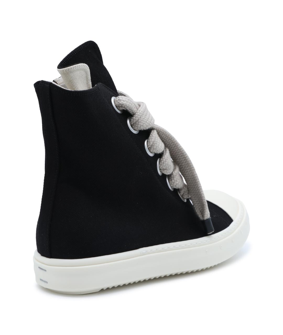 RICK OWENS DRKSHDW Черные текстильные высокие кроссовки / кеды, фото 3