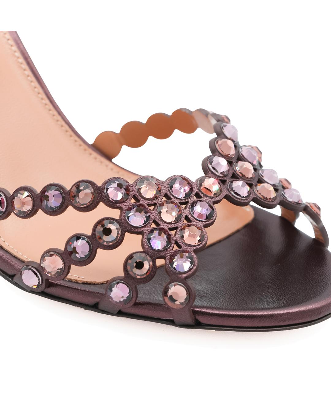 AQUAZZURA Бордовые кожаные босоножки, фото 4