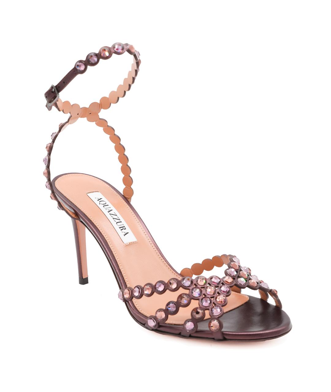 AQUAZZURA Бордовые кожаные босоножки, фото 2