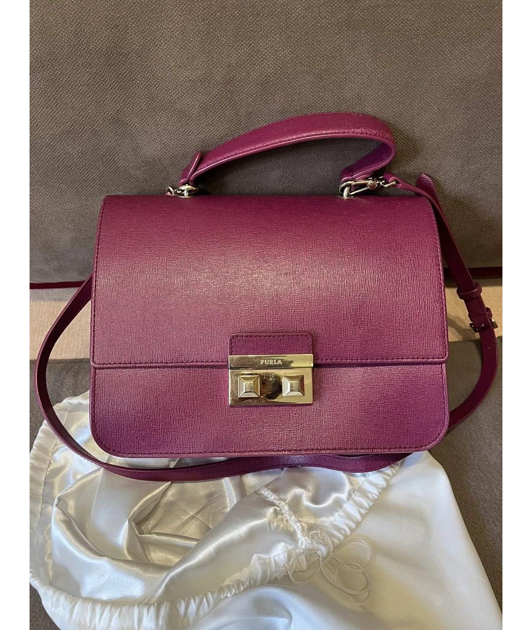 FURLA Фиолетовая кожаная сумка через плечо, фото 5