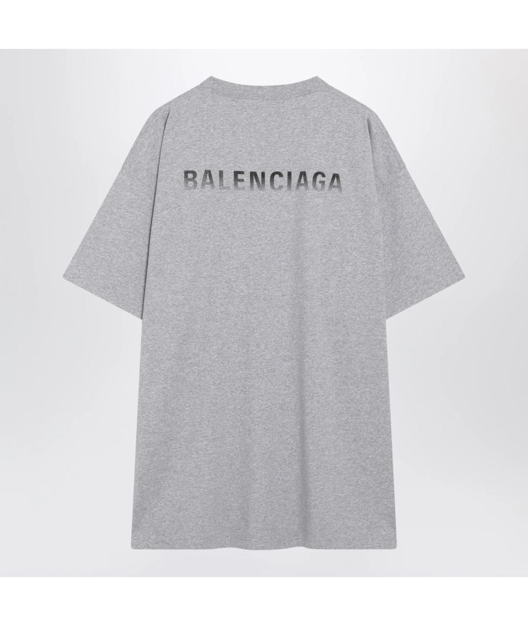 BALENCIAGA Серая хлопковая футболка, фото 2