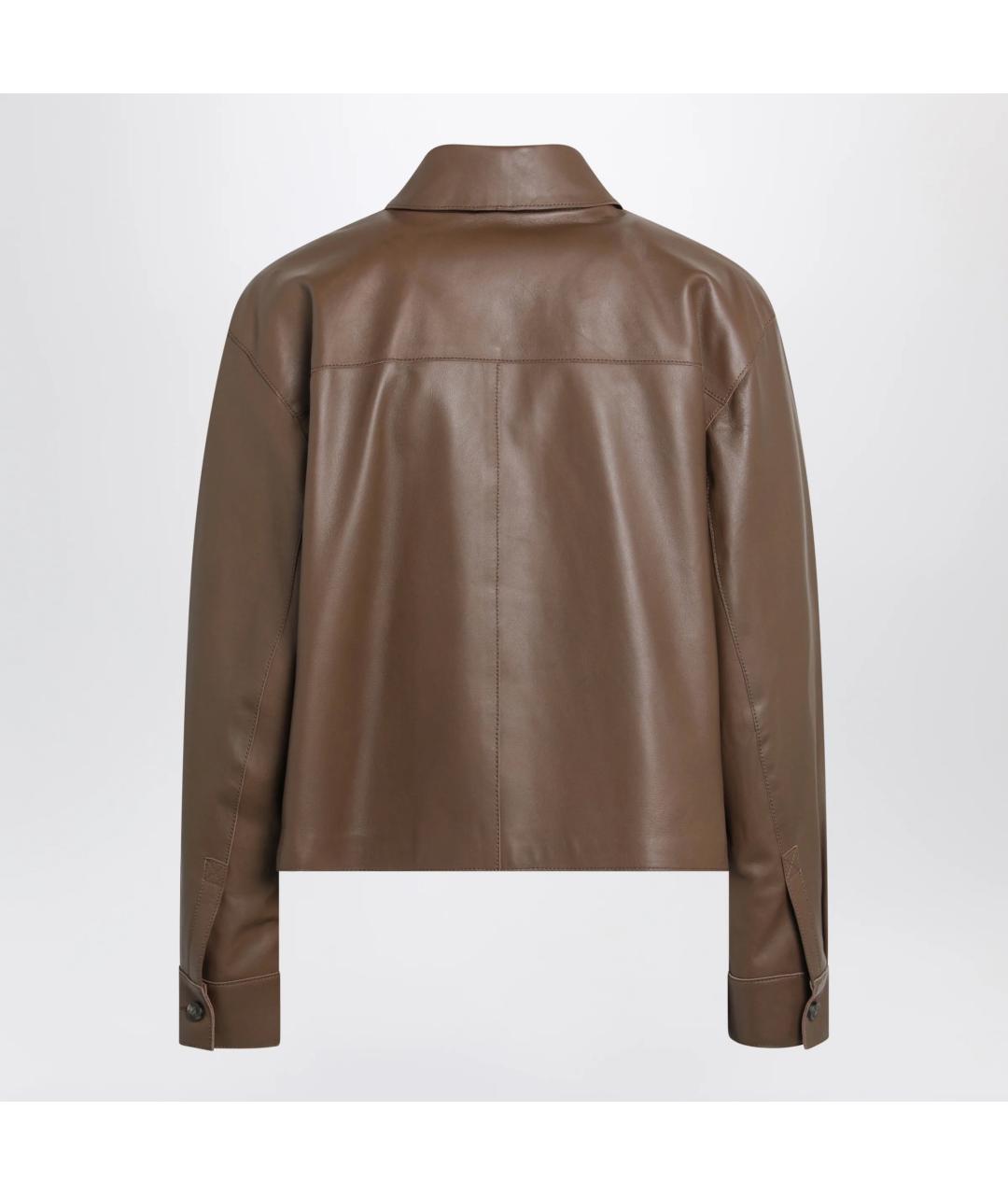 WEEKEND MAX MARA Коричневая кожаная куртка, фото 2