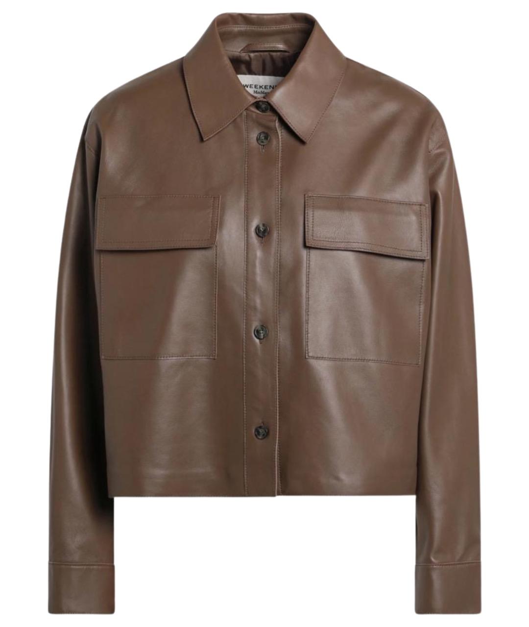 WEEKEND MAX MARA Коричневая кожаная куртка, фото 1