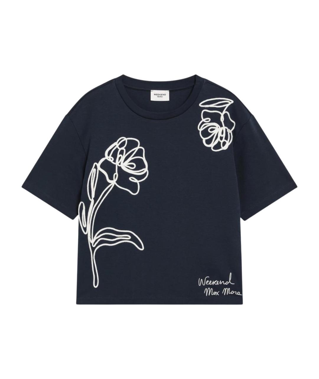 WEEKEND MAX MARA Синяя хлопковая футболка, фото 1