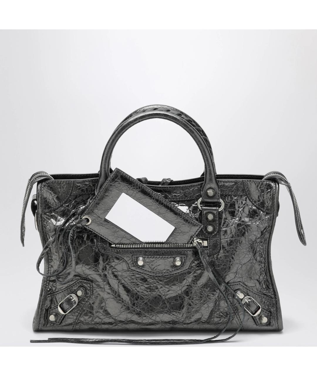 BALENCIAGA Серая кожаная сумка тоут, фото 3