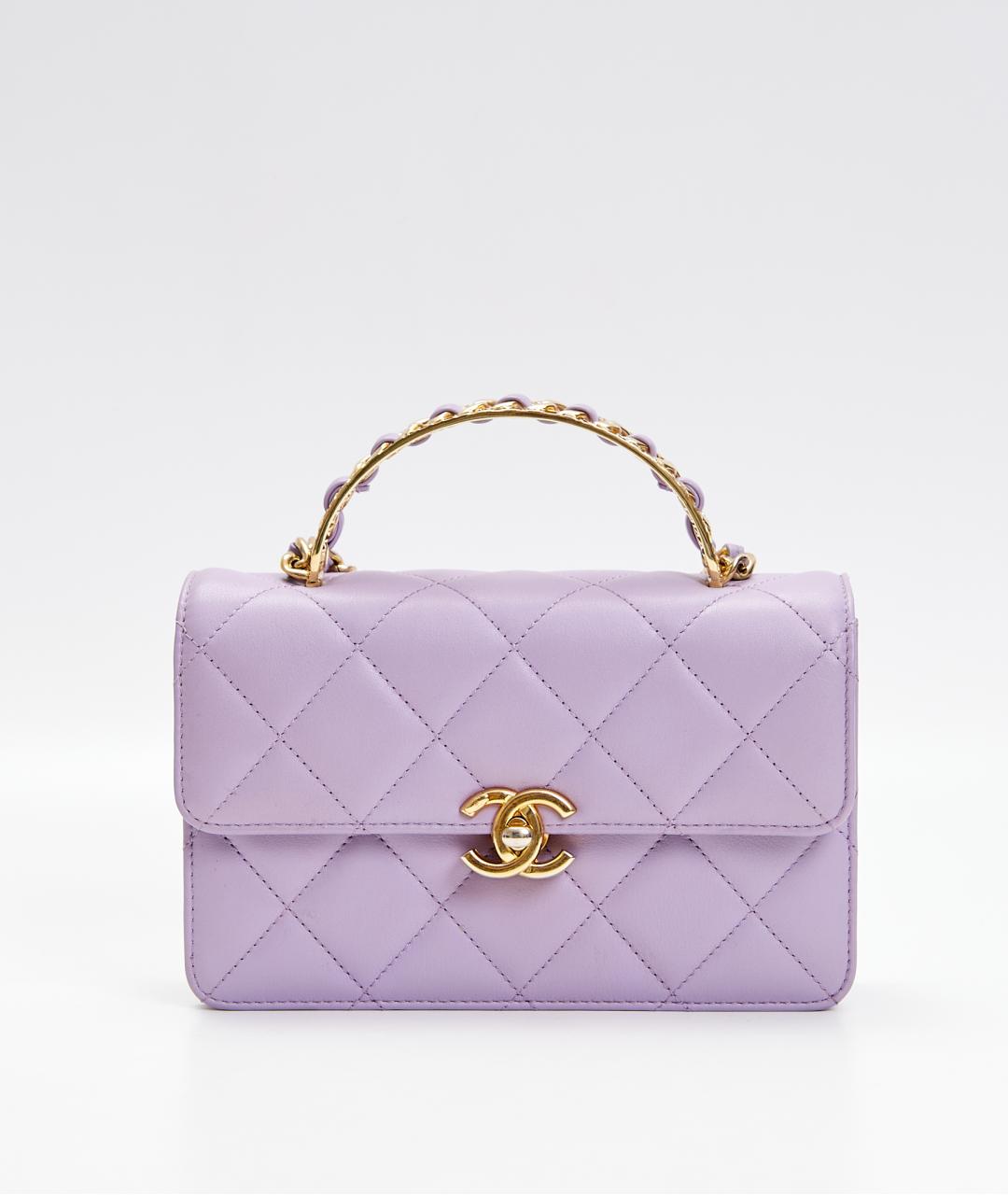 CHANEL Фиолетовая кожаная сумка через плечо, фото 9