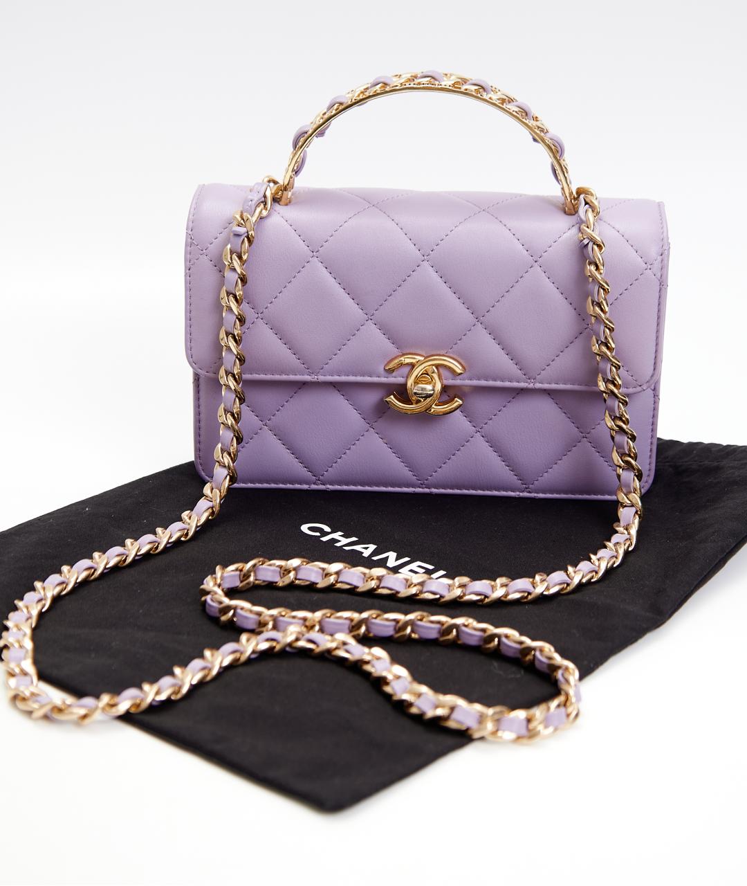 CHANEL Фиолетовая кожаная сумка через плечо, фото 7