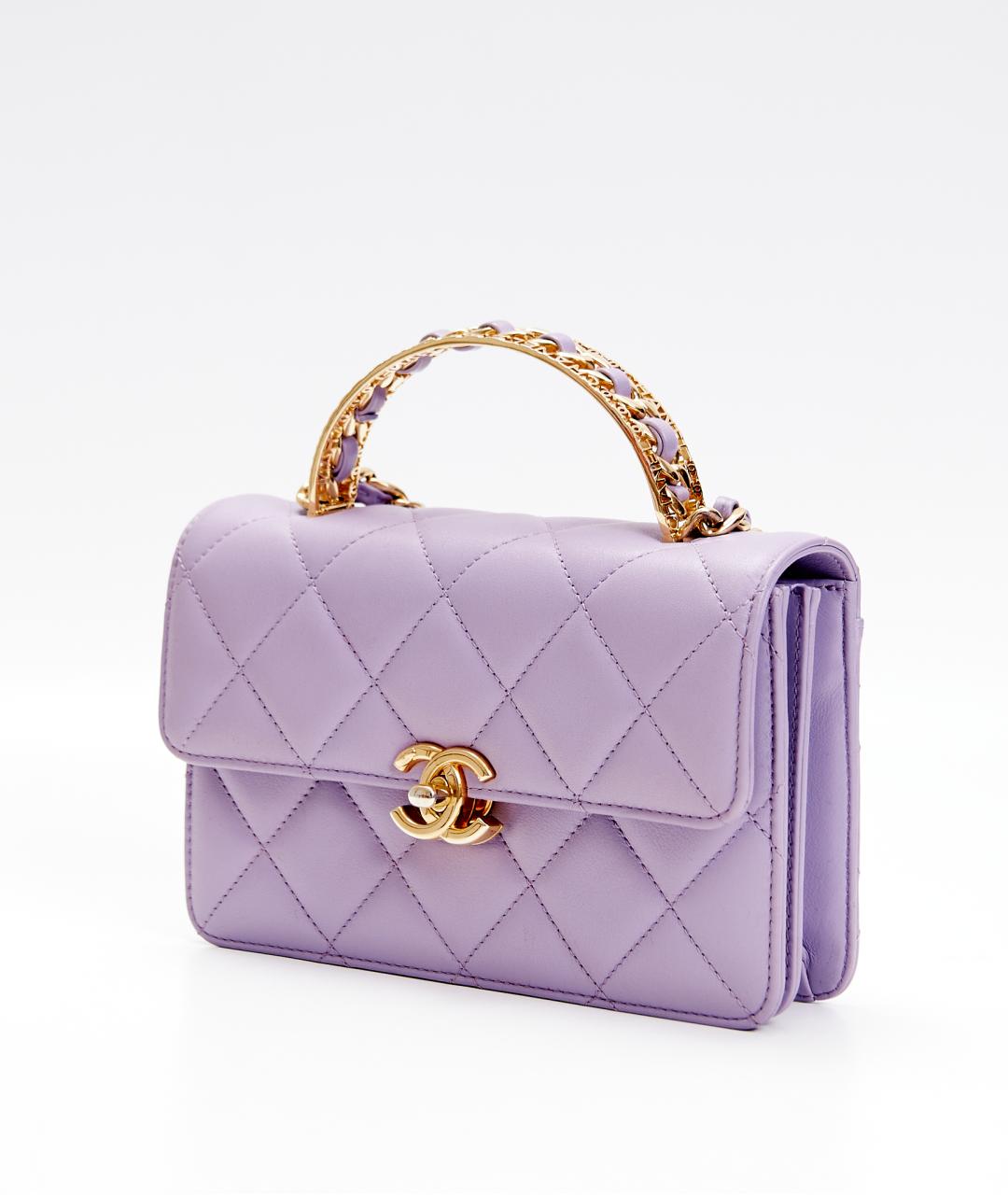 CHANEL Фиолетовая кожаная сумка через плечо, фото 2