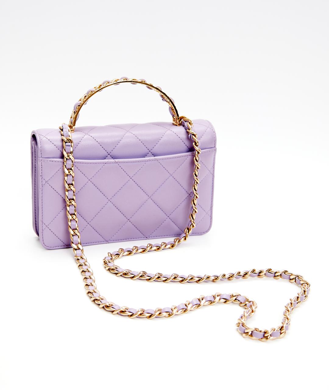 CHANEL Фиолетовая кожаная сумка через плечо, фото 4