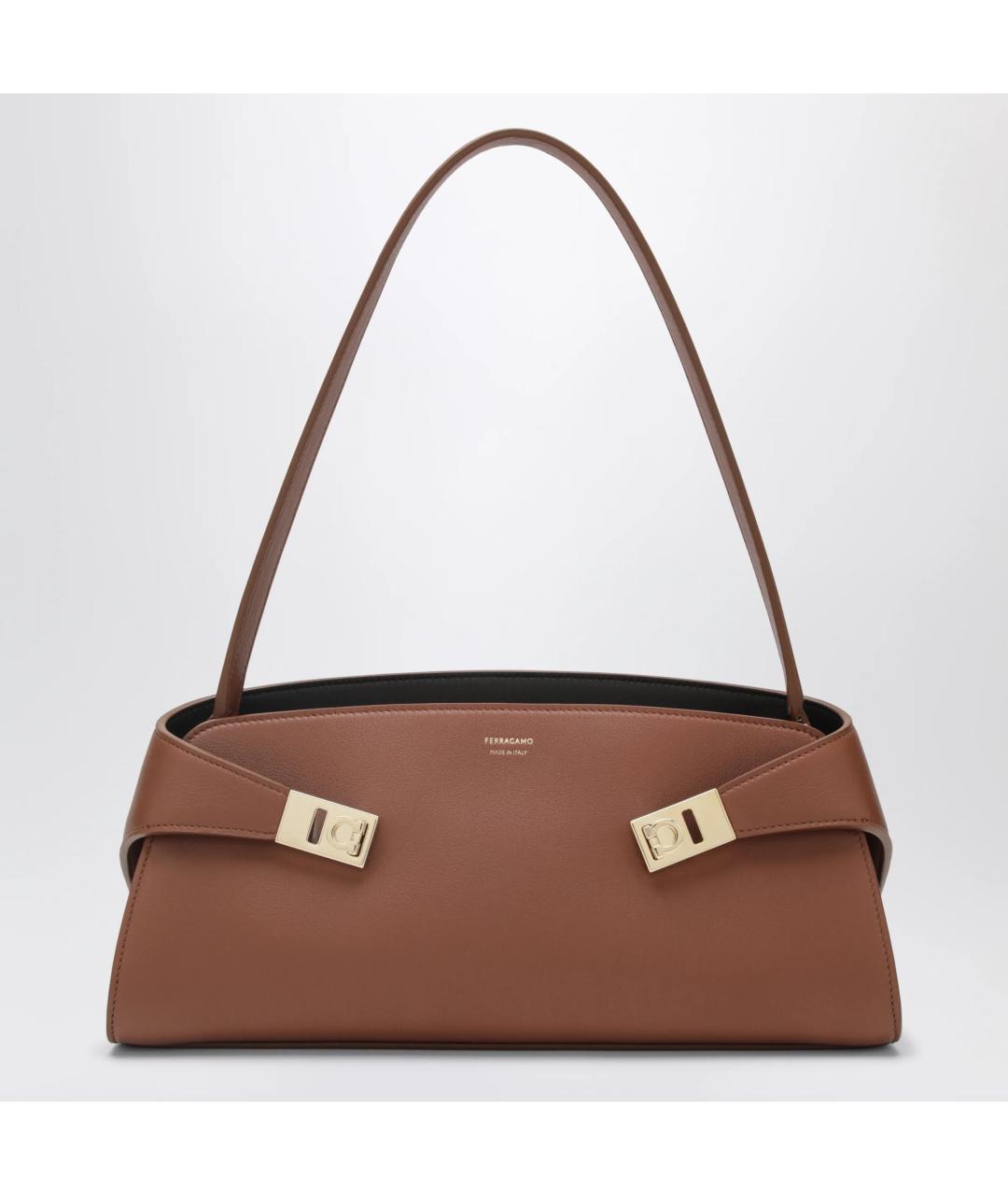 FERRAGAMO Коричневая кожаная сумка через плечо, фото 3