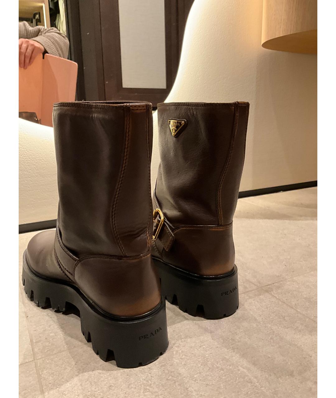 PRADA Коричневые кожаные полусапоги, фото 2