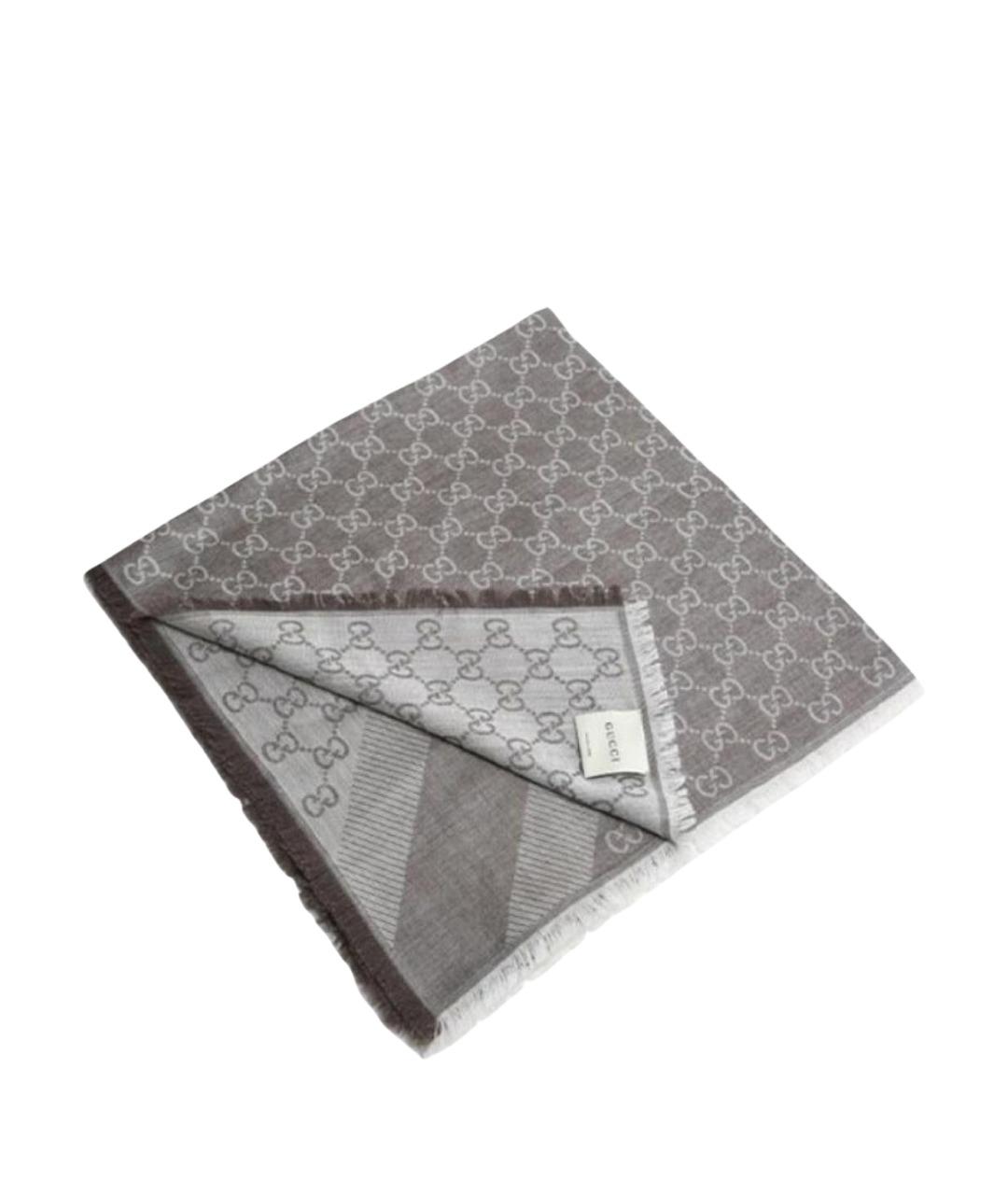 GUCCI Серый шерстяной шарф, фото 1