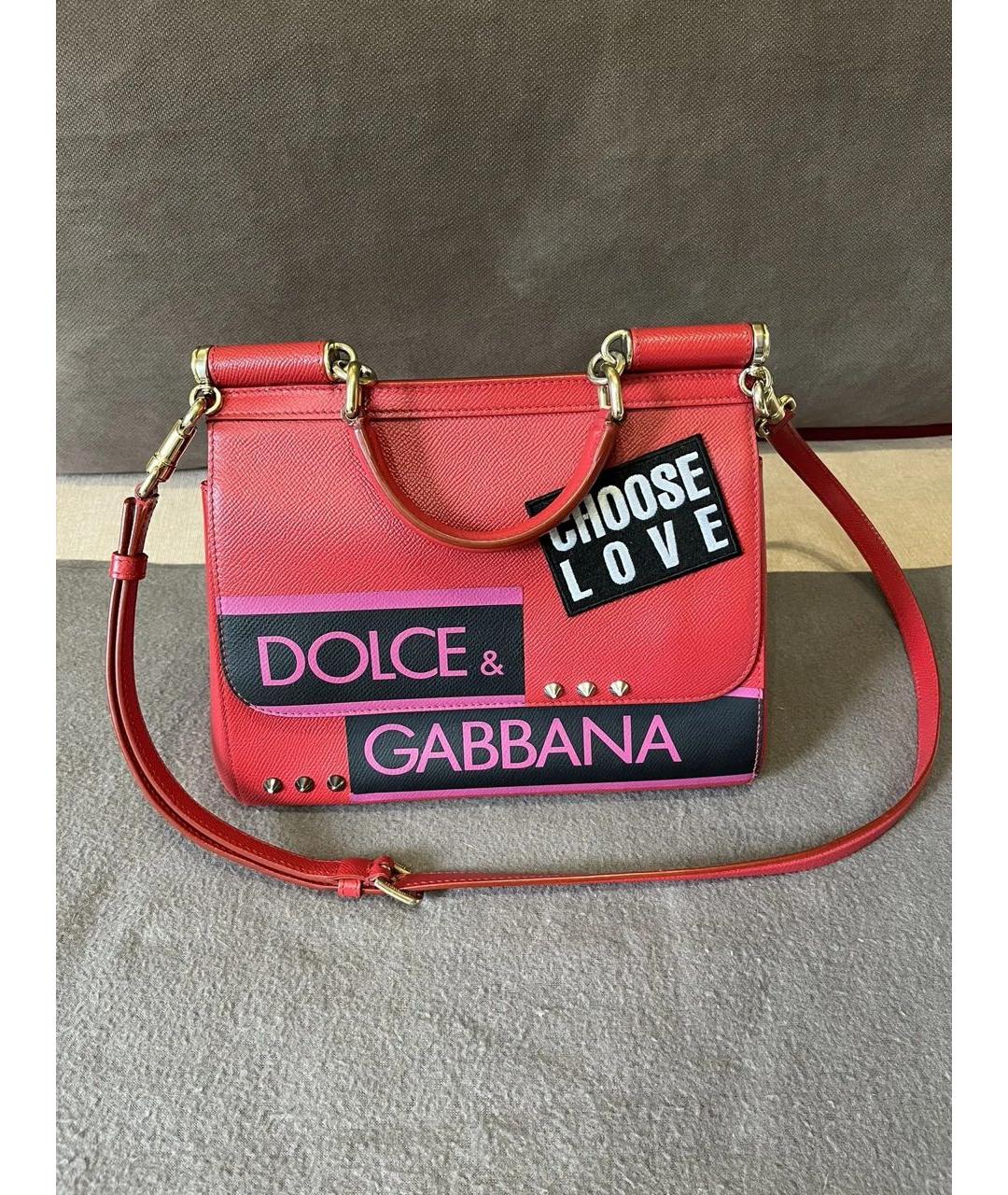 DOLCE&GABBANA Красная кожаная сумка через плечо, фото 5