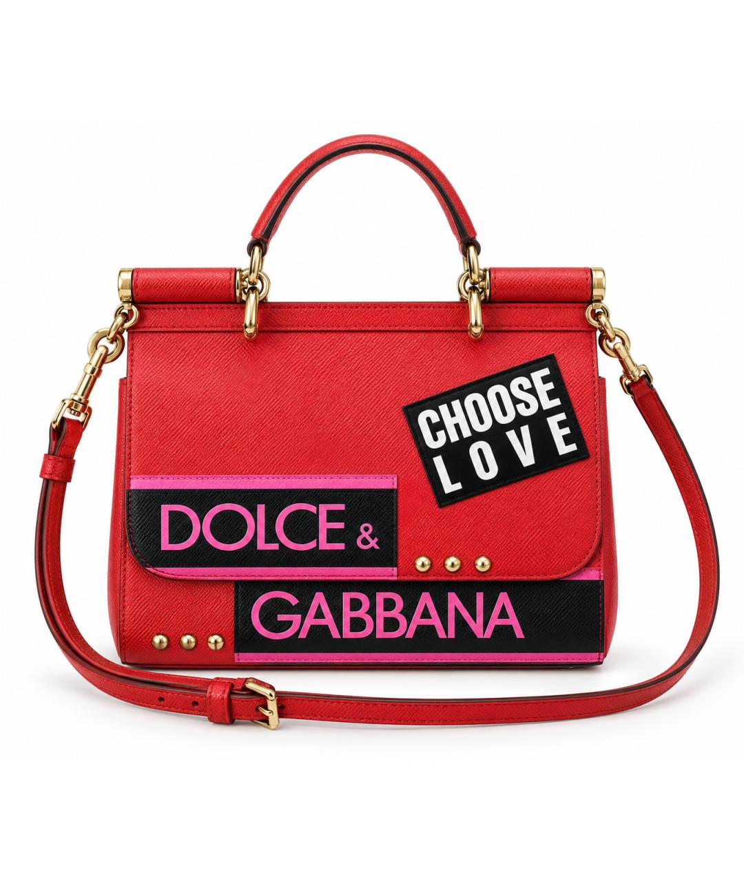 DOLCE&GABBANA Красная кожаная сумка через плечо, фото 1