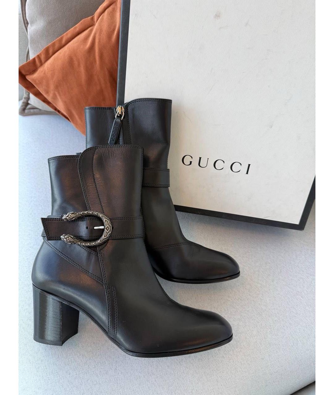 GUCCI Черные кожаные ботильоны, фото 8